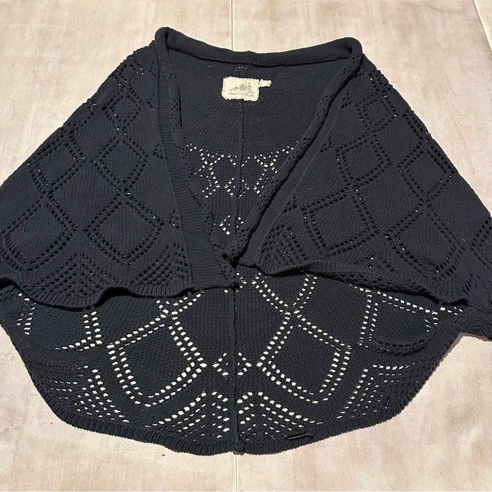 Anthropologie Angel Of The North Navy Wide Knit Cape Cardigan View 3